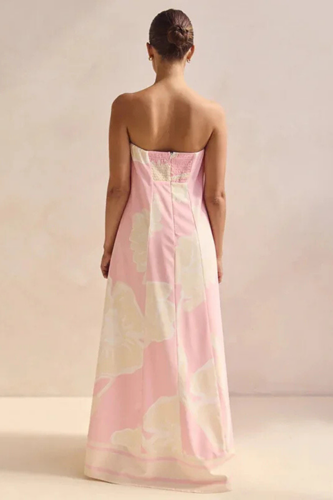 Arya Schulterfreies Maxikleid - Rosa Druck