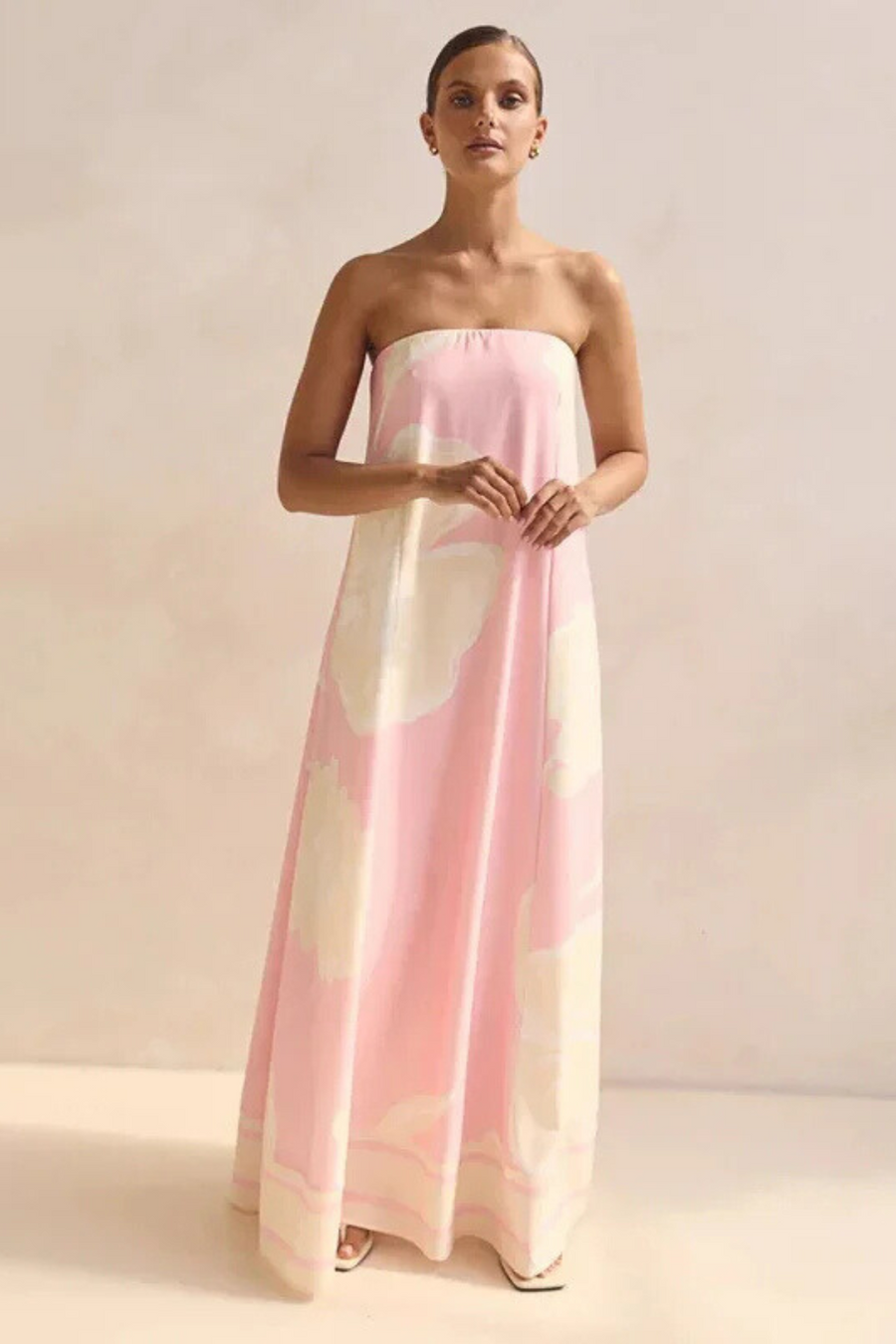 Arya Off-Shoulder Maxi Dress Pink Print