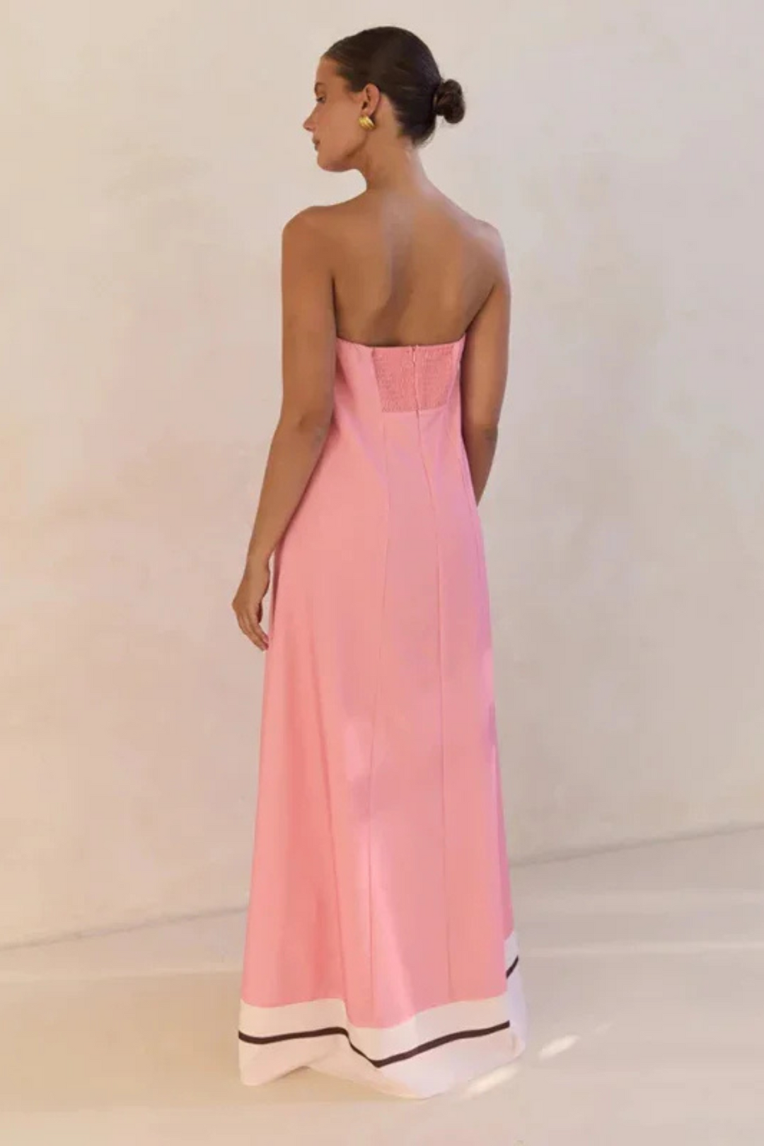 Arya Schulterfreies Maxikleid - Rosa Streifen