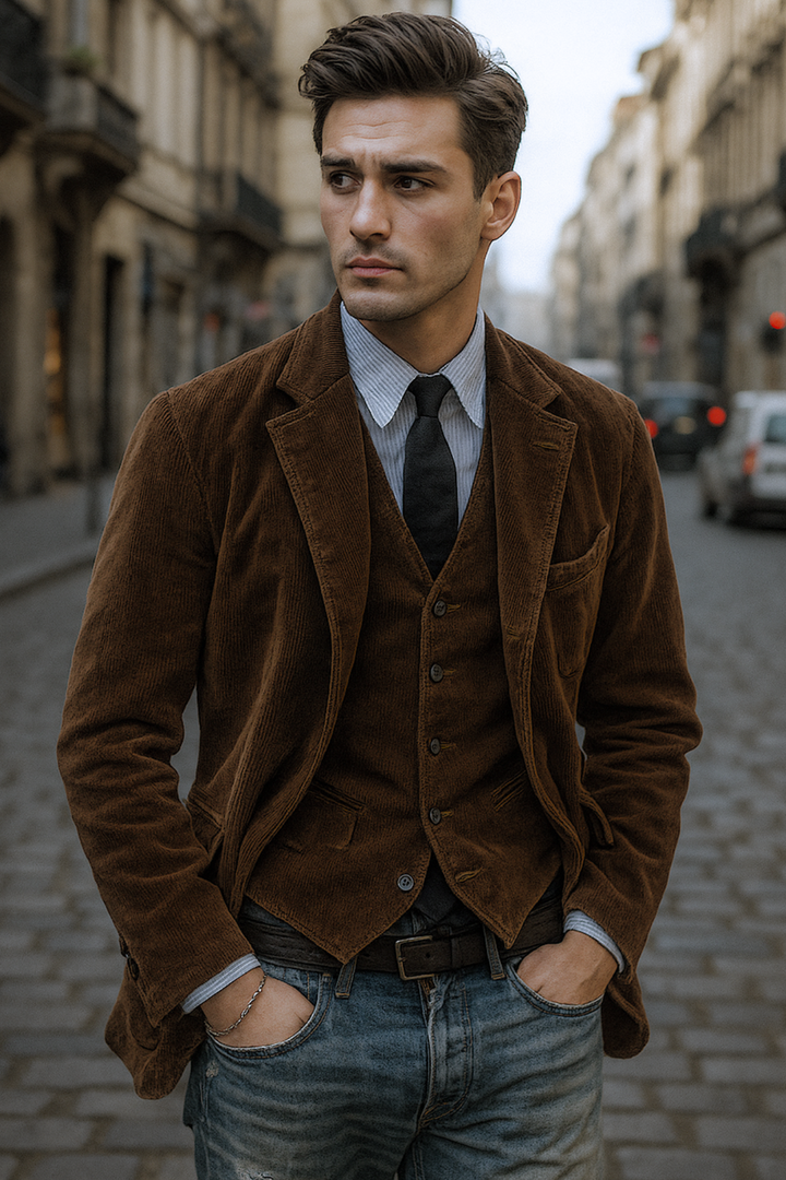 Jory Vintage Weste & Jacke - Braun