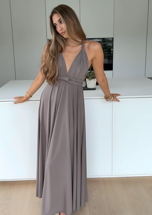 Nyxara Wandelbares Maxi-Kleid - Taupe