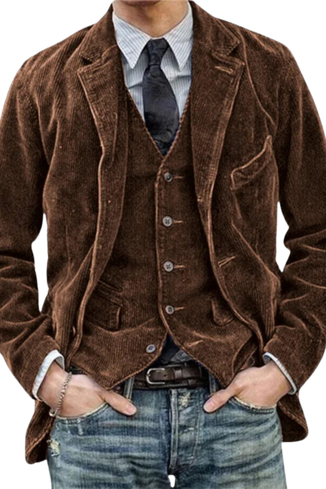 Jory Vintage Weste & Jacke - Braun