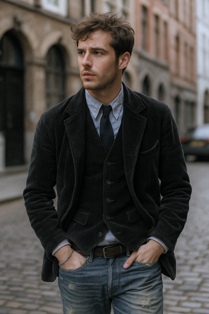 Jory Vintage Weste & Jacke - Schwarz