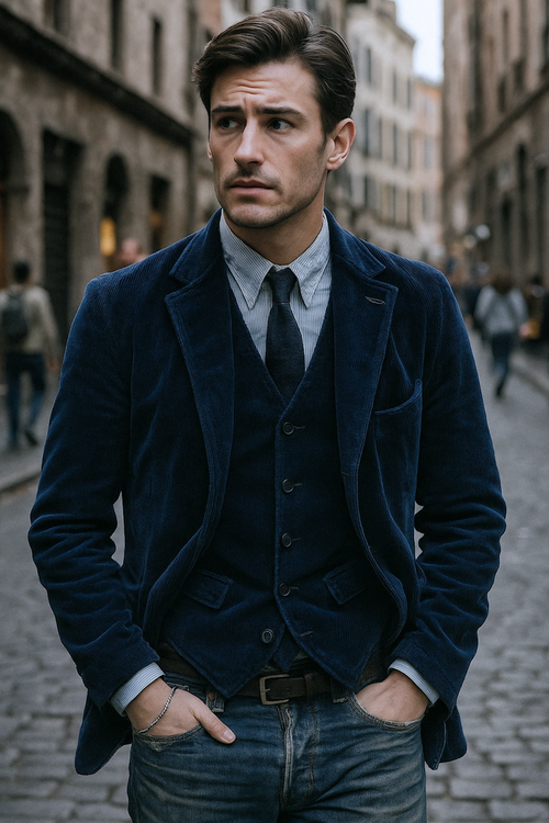 Jory Vintage Weste & Jacke - Blau