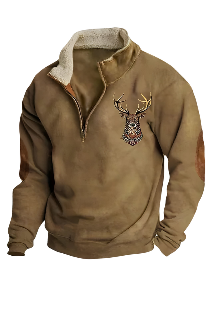 Kristoff Strickpullover mit Hirschdetail - Braun