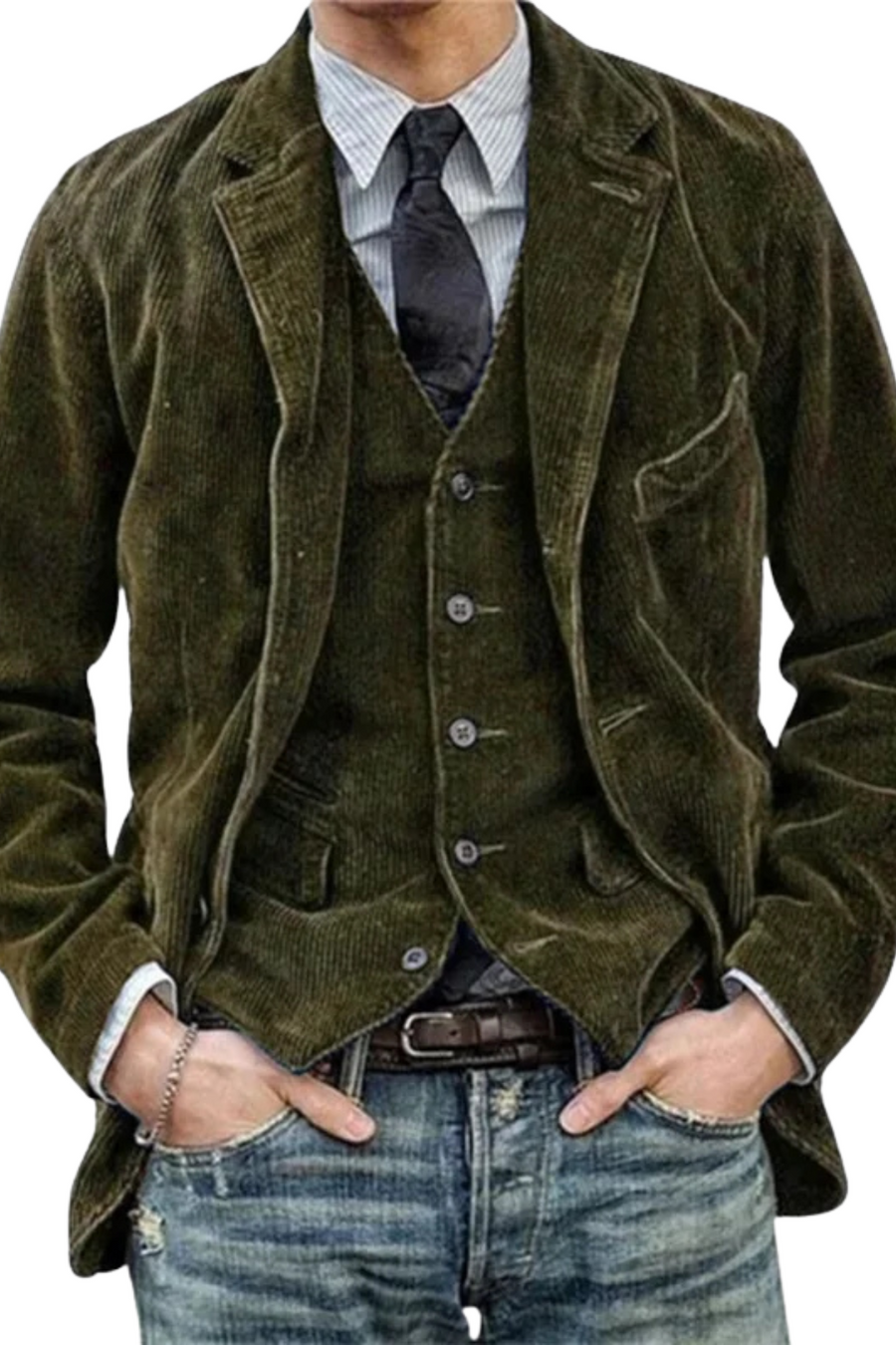 Jory Vintage Vest & Jacket Set Green