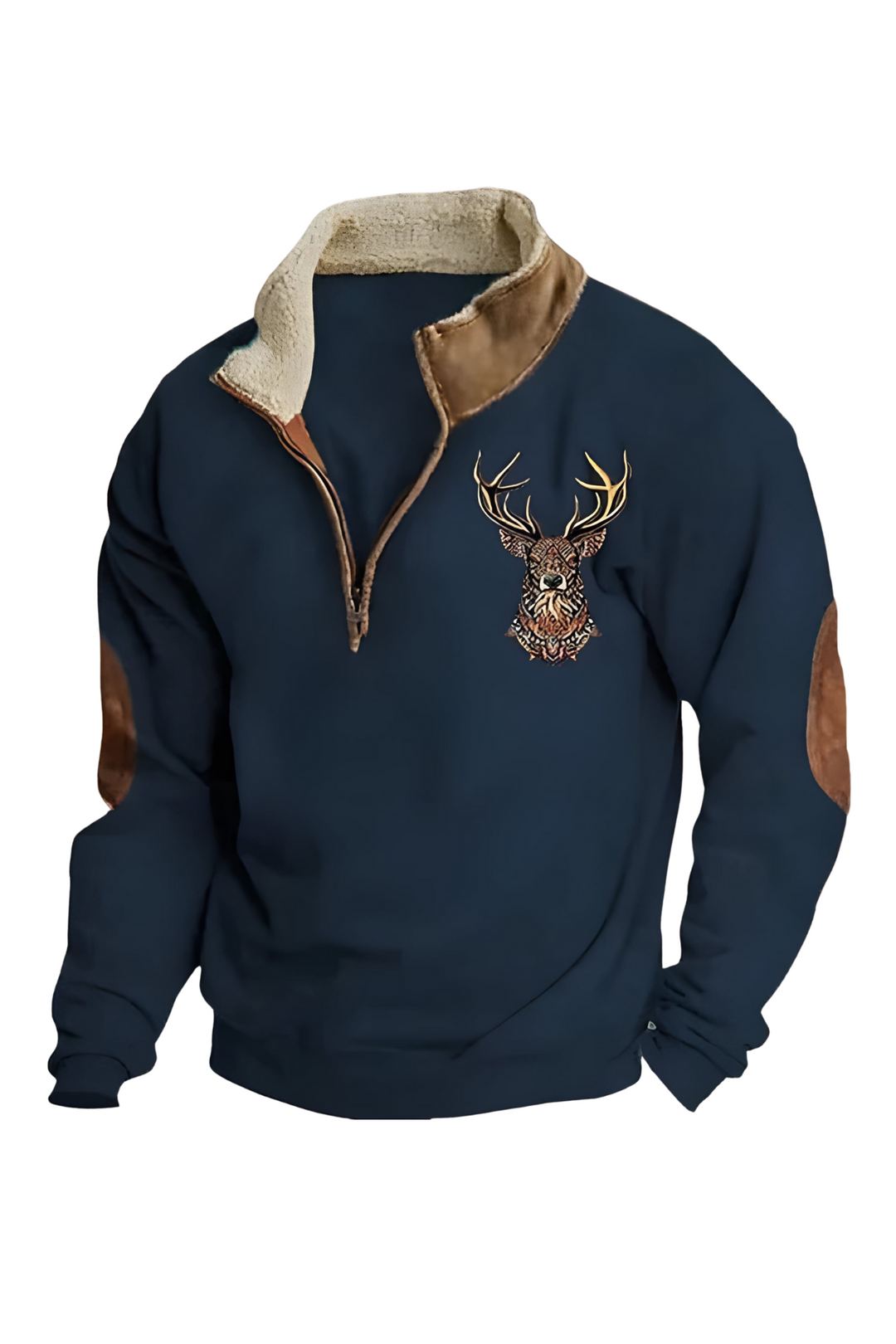 Kristoff Strickpullover mit Hirschdetail - Blau