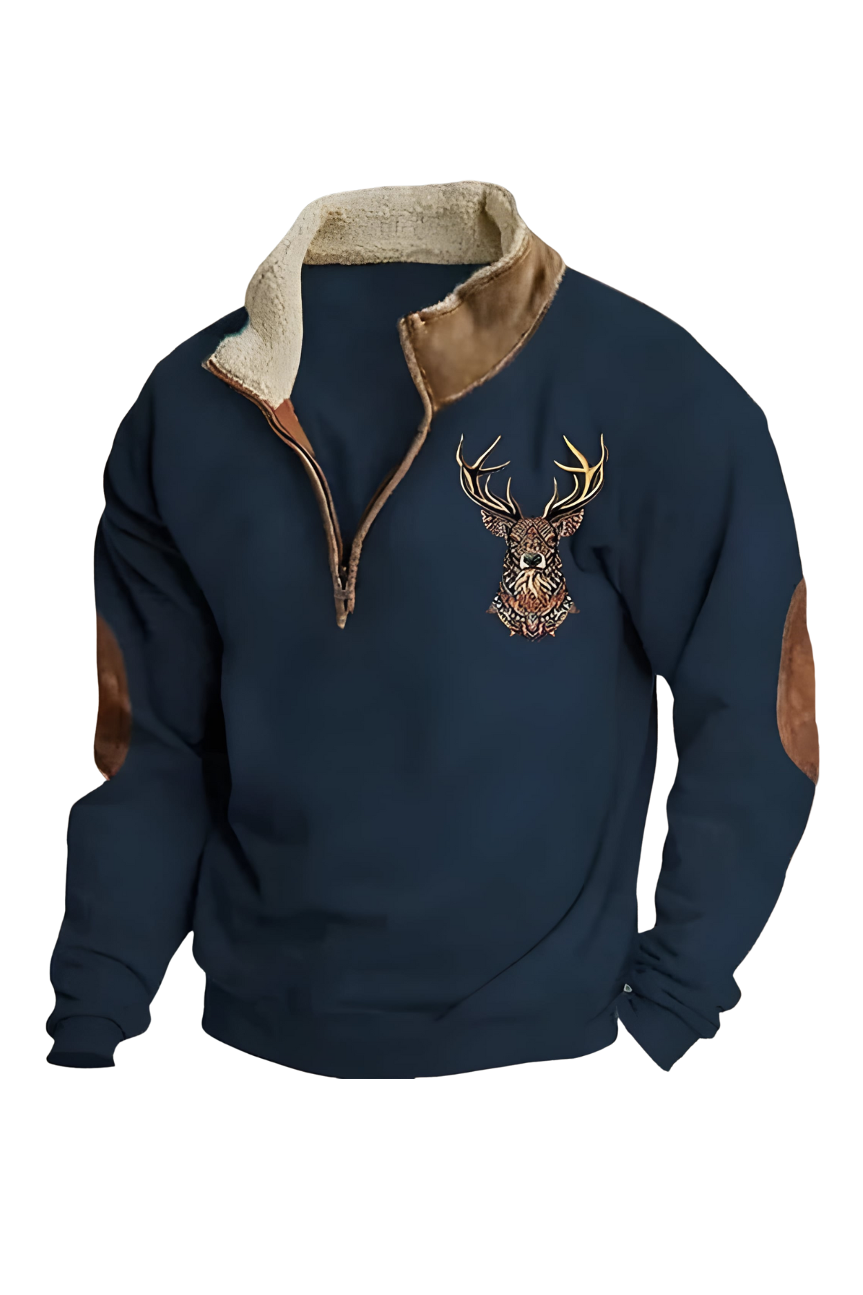 Kristoff Strickpullover mit Hirschdetail - Blau