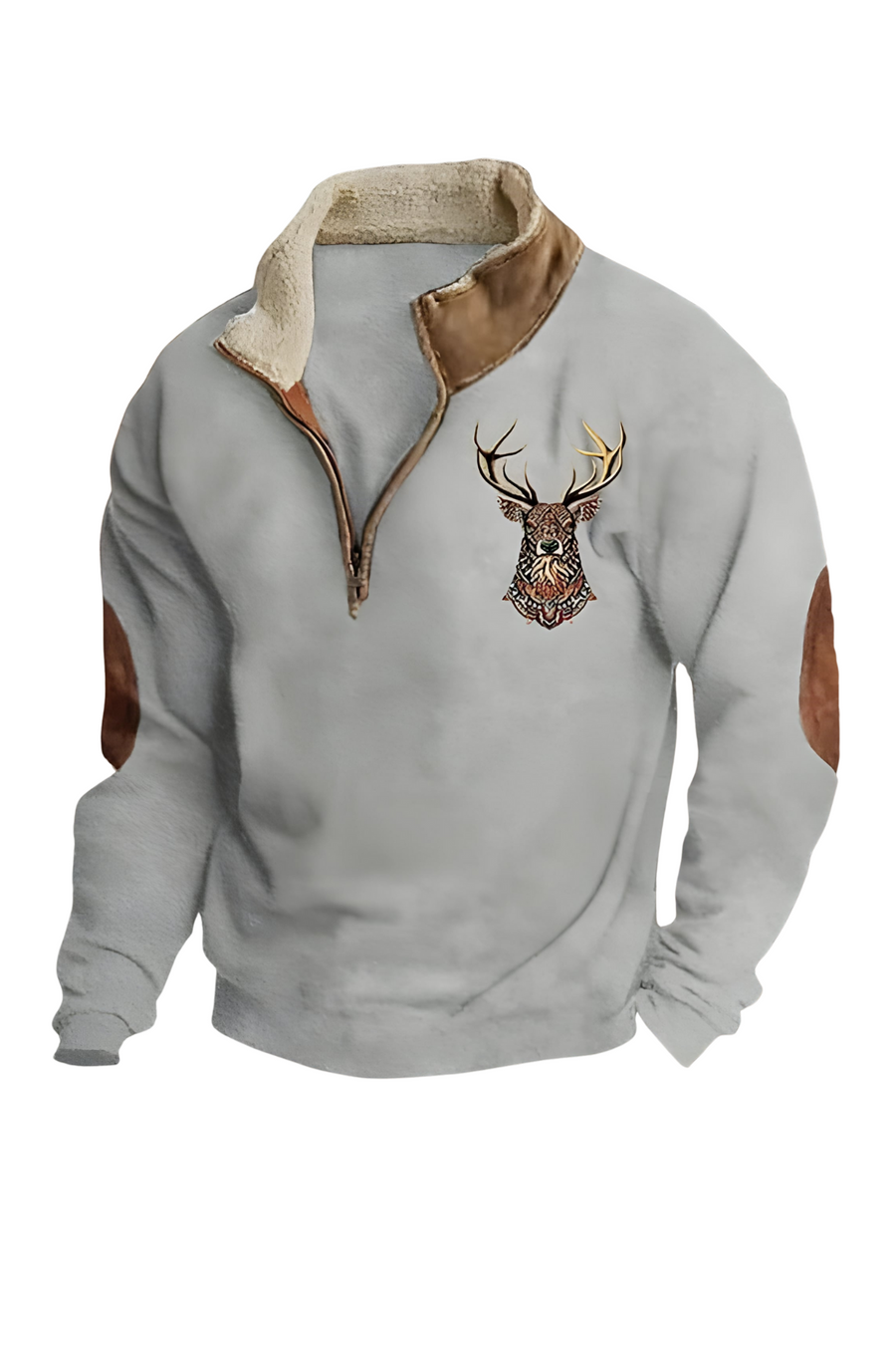 Kristoff Deer-Detail Fleece-Lined Knit Sweater in White