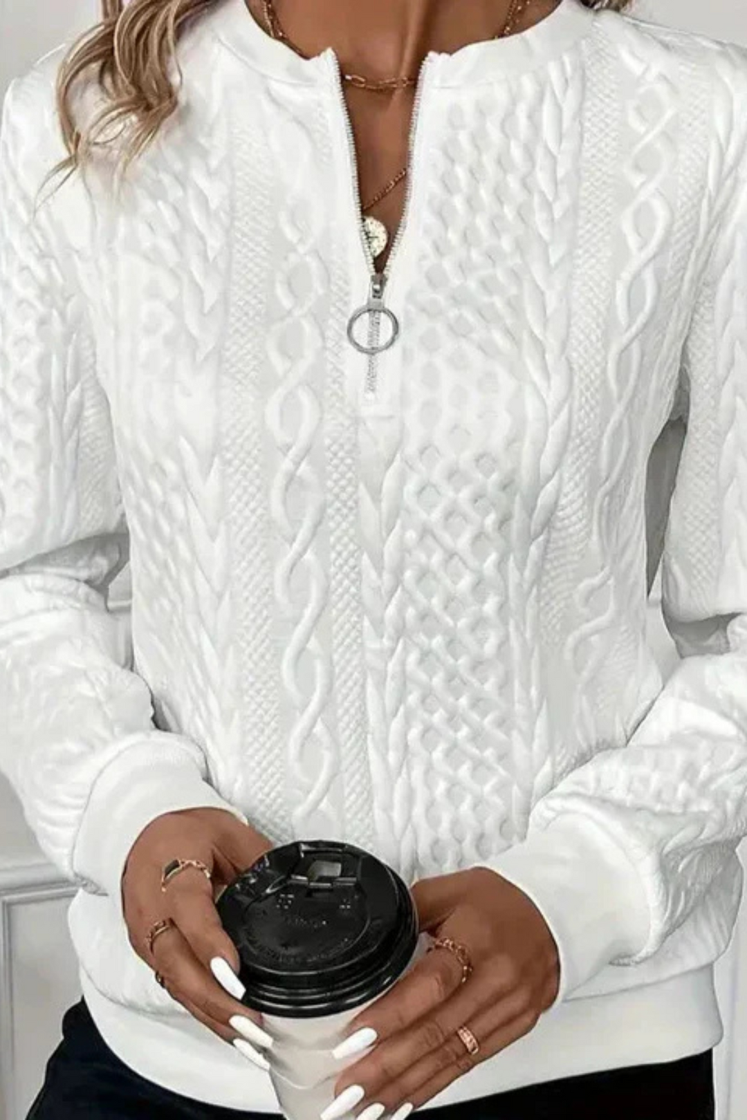 Melanie Vielseitiger Herbstpullover -  Weiß