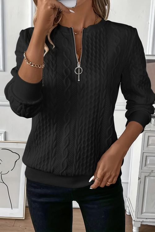 Melanie Vielseitiger Herbstpullover - Schwarz