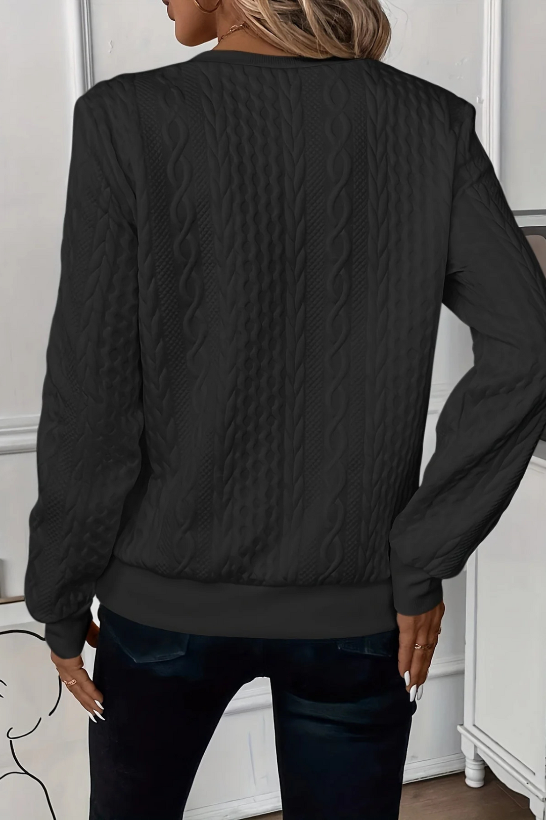 Melanie Vielseitiger Herbstpullover - Schwarz