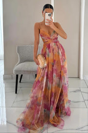 Marceline – Elegantes gemustertes Maxikleid mit Blumenprint