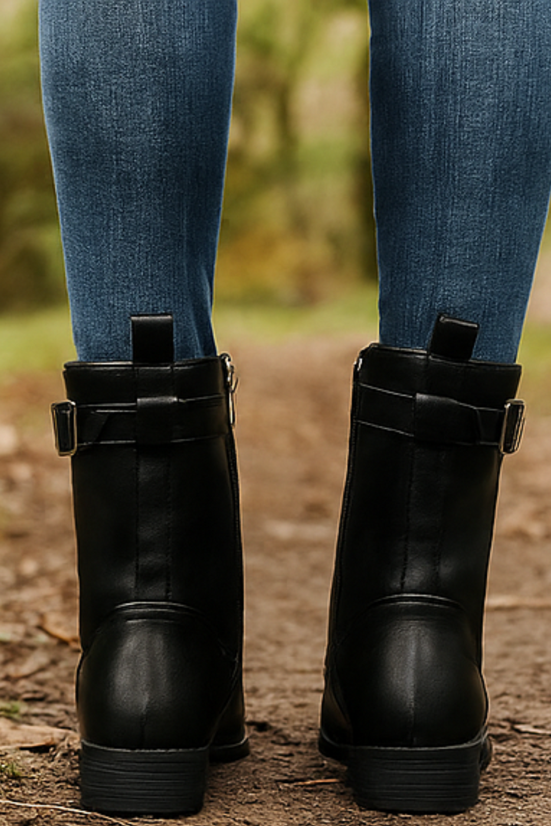 Miya Lederstiefel mit Reißverschluss - Schwarz