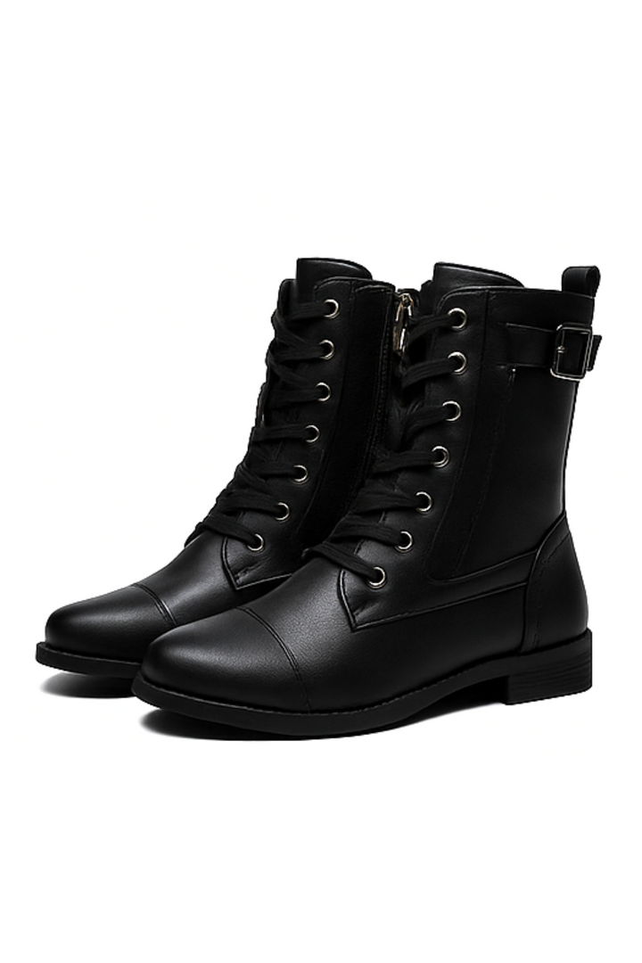 Miya Lederstiefel mit Reißverschluss - Schwarz