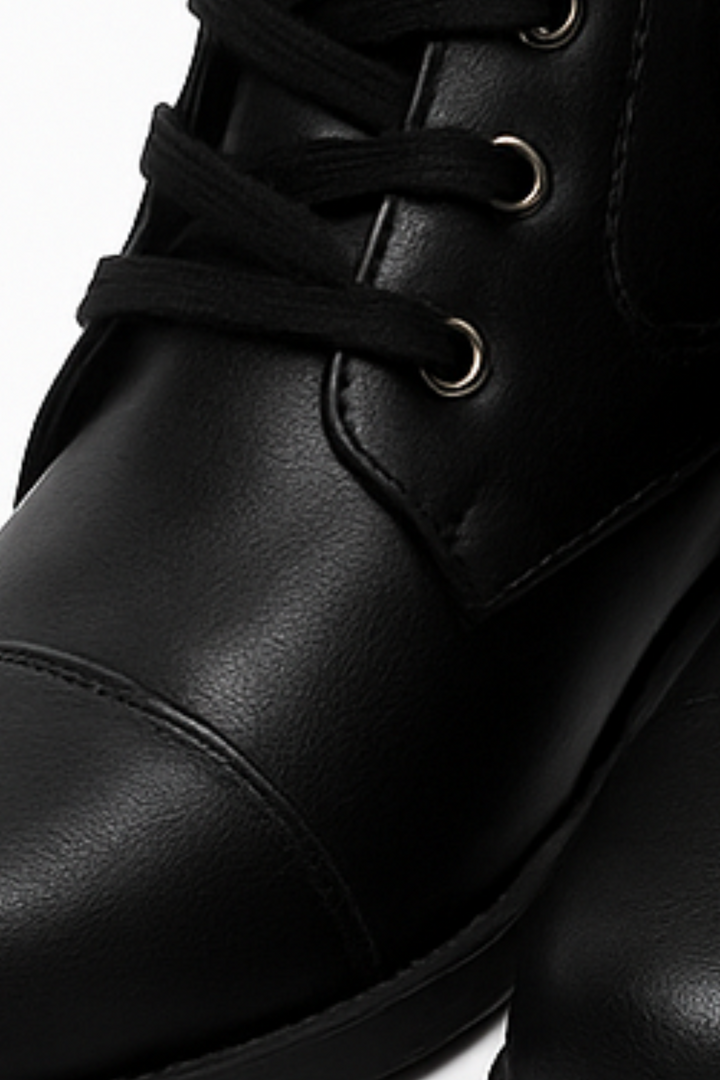 Miya Lederstiefel mit Reißverschluss - Schwarz