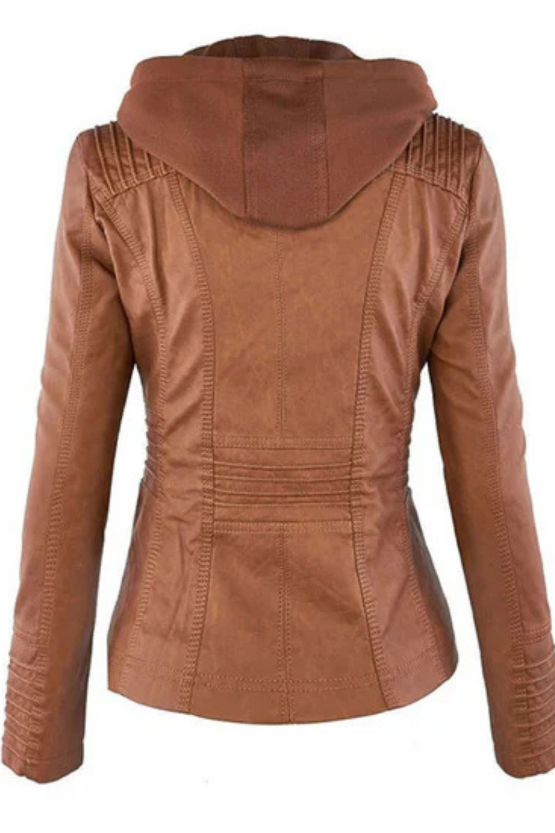 Eva Wetterfeste Damen-Lederjacke mit Kapuze - Khaki