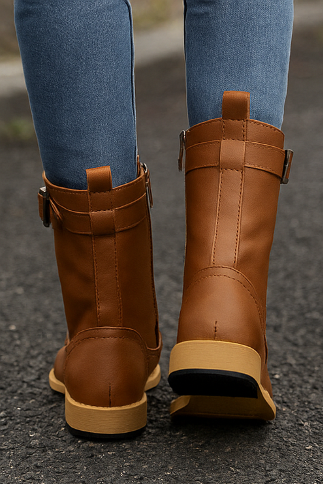 Miya Lederstiefel mit Reißverschluss - Braun