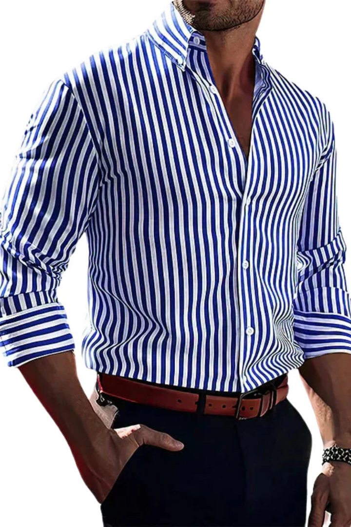 William Elegantes Gestreiftes Hemd - Blau
