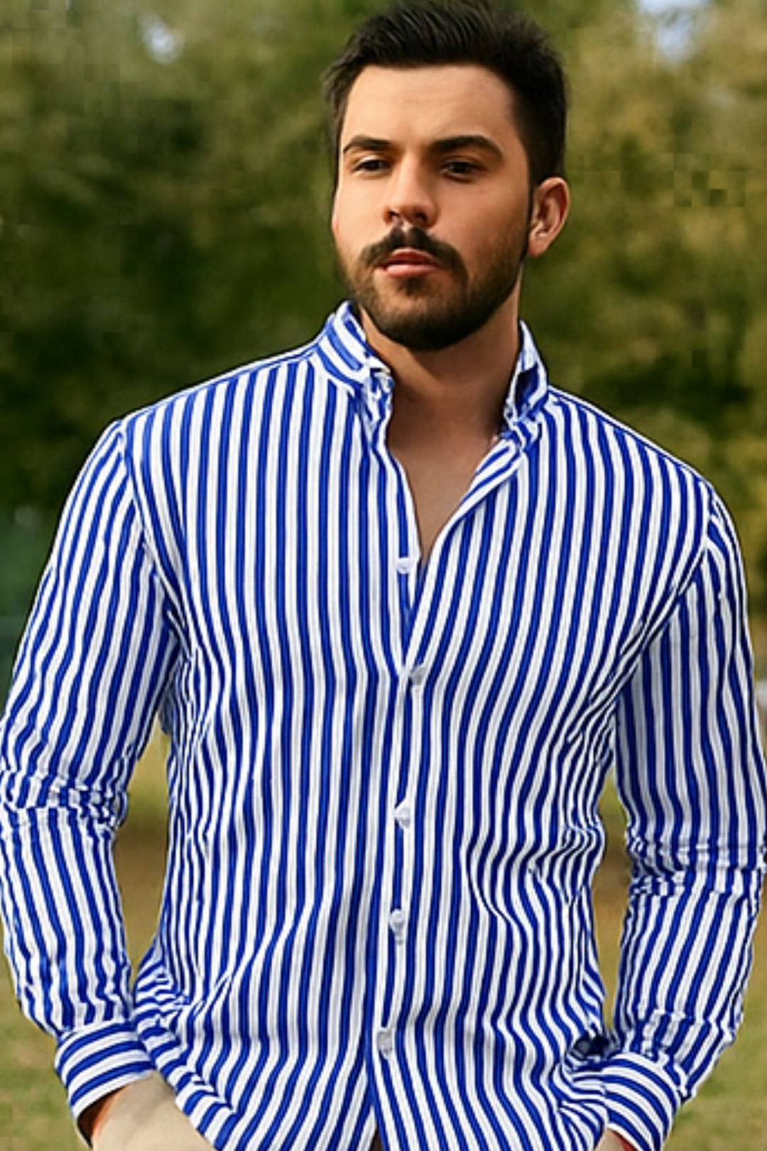 William Elegantes Gestreiftes Hemd - Blau