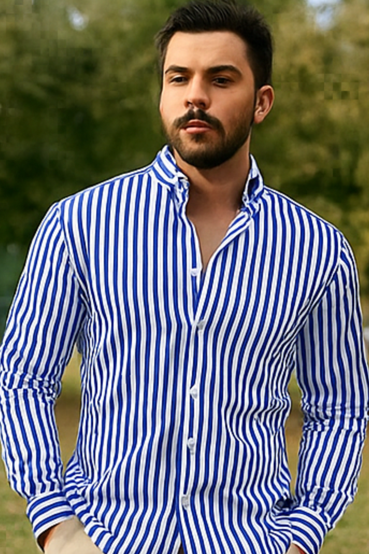 William Elegantes Gestreiftes Hemd - Blau