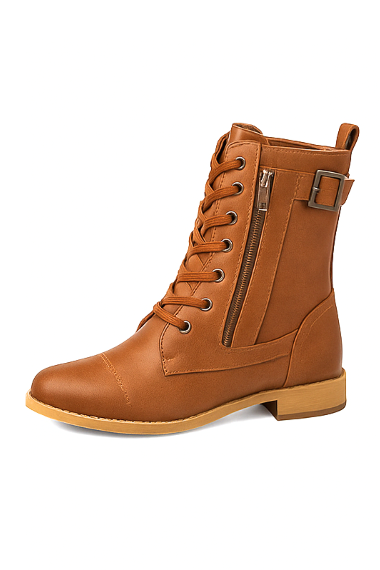 Miya Lederstiefel mit Reißverschluss - Braun