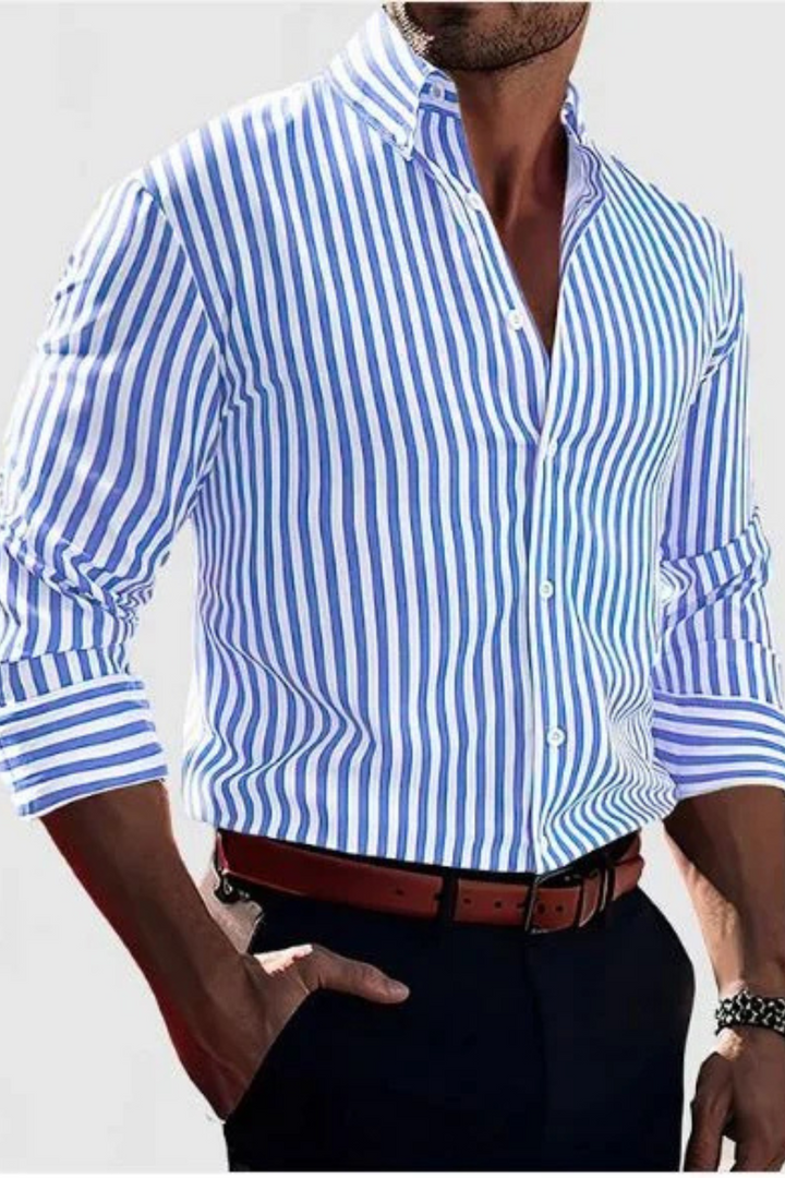 William Elegantes Gestreiftes Hemd - Hellblau