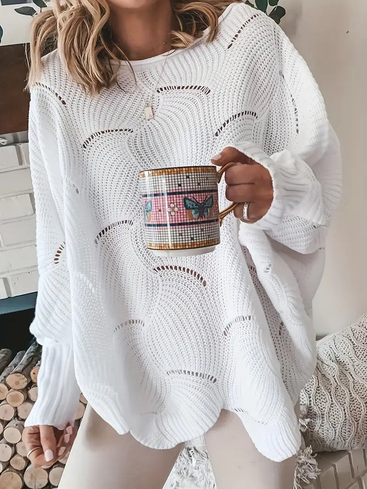 Adrianna™ | einfarbiger Strickpullover mit Ausschnitten