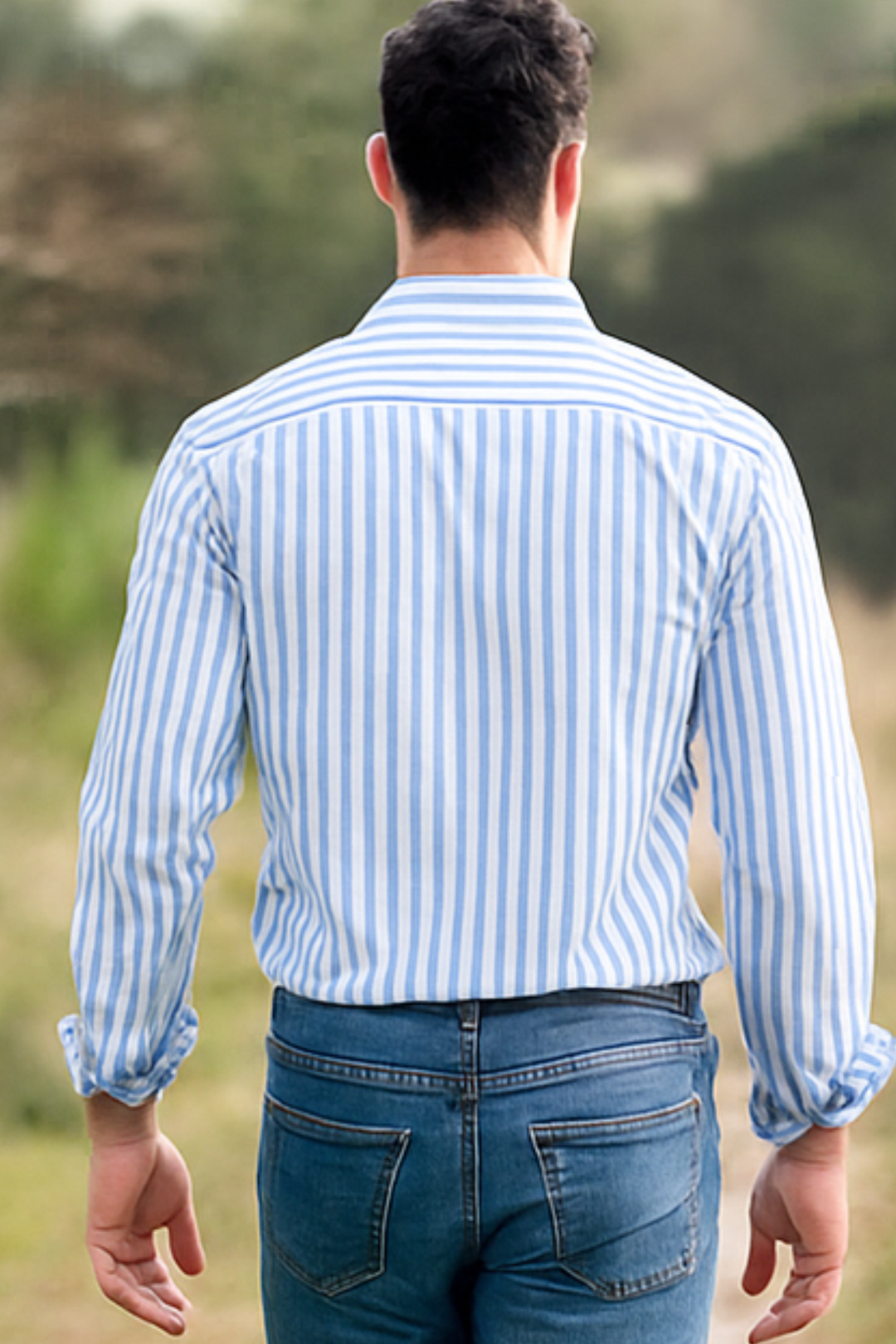 William Elegantes Gestreiftes Hemd - Hellblau