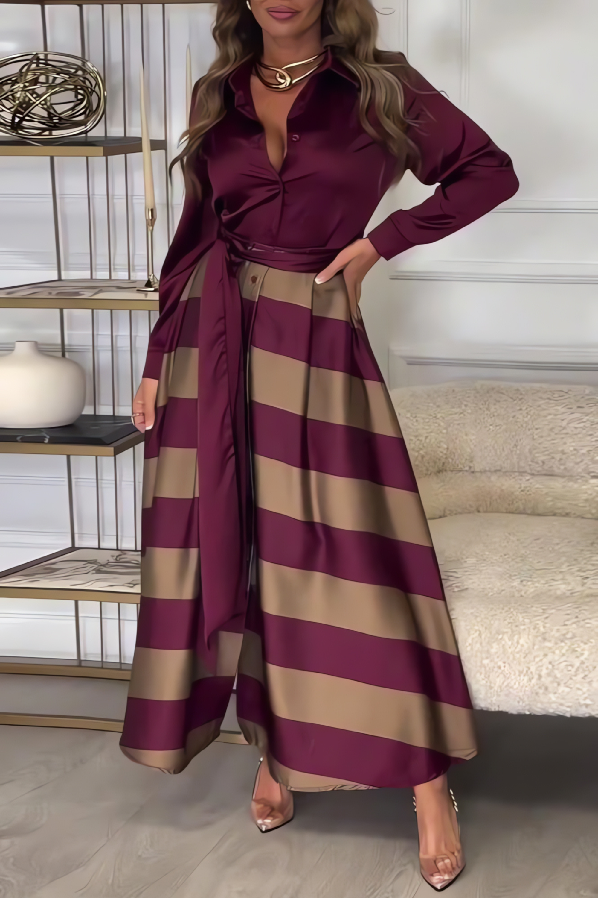 Estrid™ | Gestreiftes Hemdblusenkleid mit Gürtel