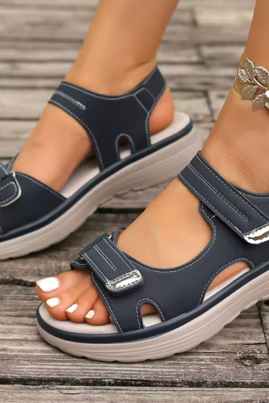 Tonya Orthopädische Ledersandalen - Blau