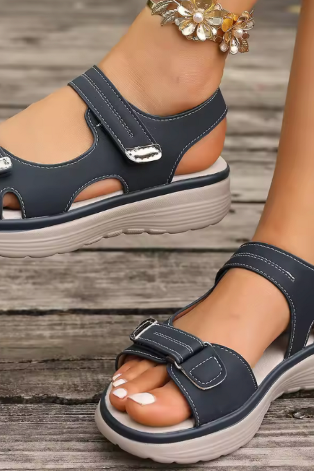 Tonya Orthopädische Ledersandalen - Blau