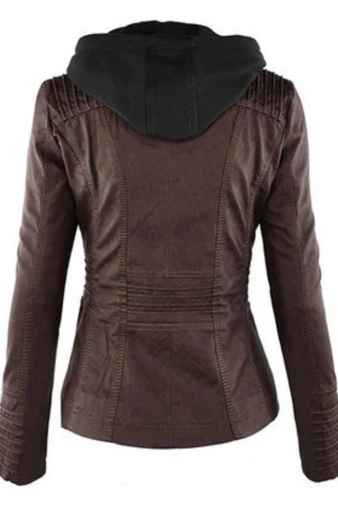 Eva Wetterfeste Damen-Lederjacke mit Kapuze - Braun