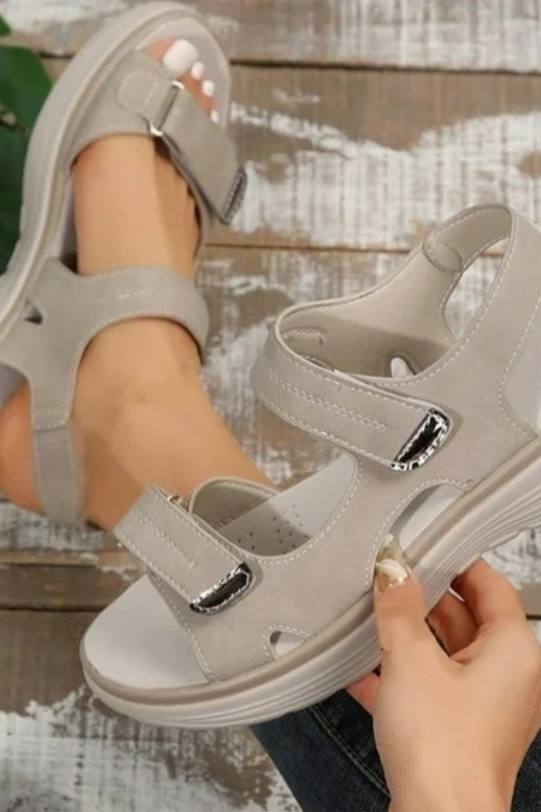 Tonya Orthopädische Ledersandalen - Grau