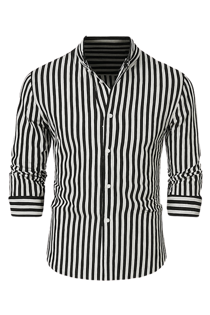 William Elegantes Gestreiftes Hemd - Schwarz