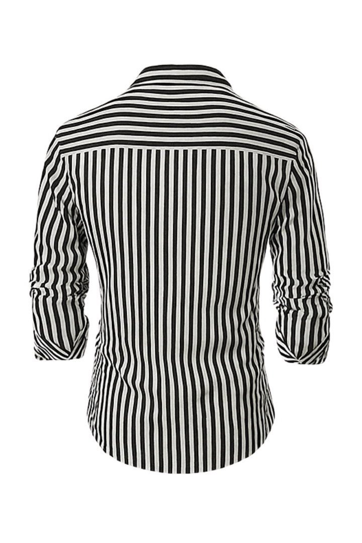 William Elegantes Gestreiftes Hemd - Schwarz