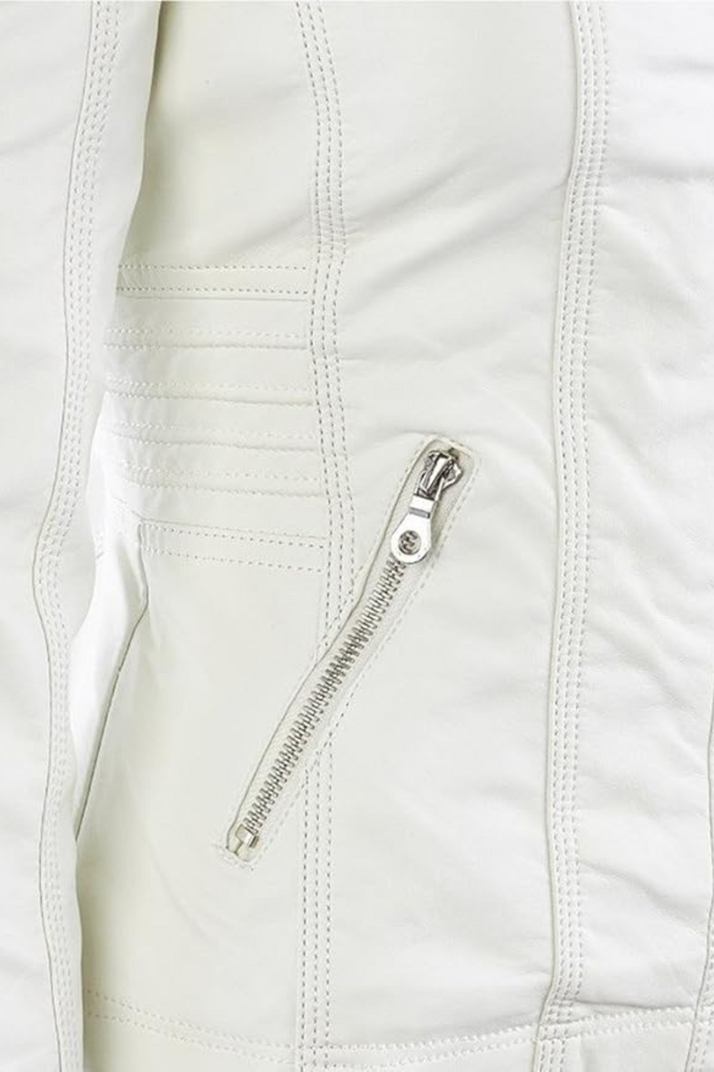 Eva Wetterfeste Damen-Lederjacke mit Kapuze | Weiß