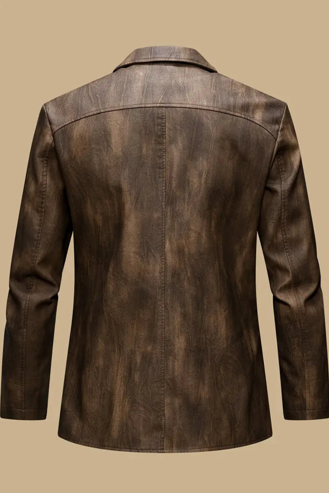 Oliver Lederjacke mit Lokomotivkragen - Braun