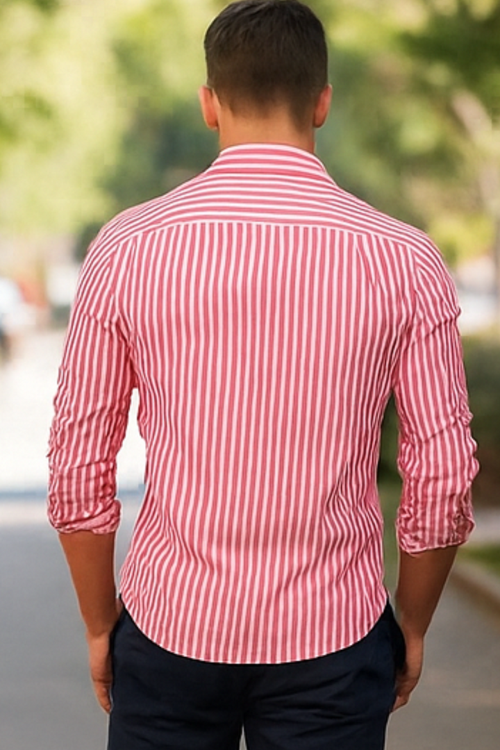 William Elegantes Gestreiftes Hemd - Rosa