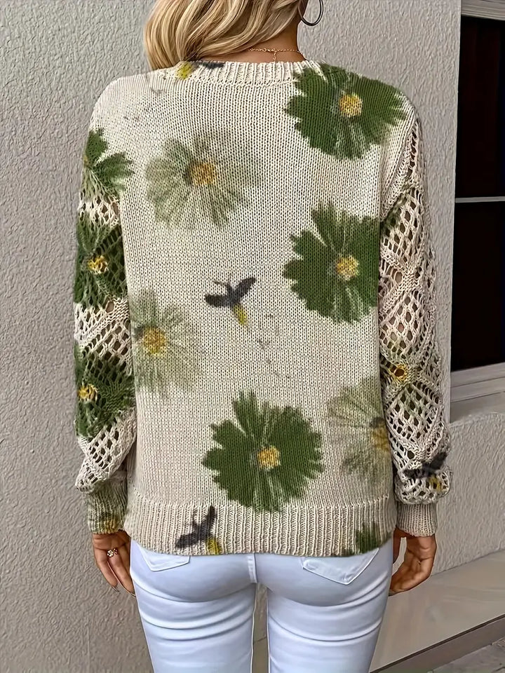 Rayuela Eleganter Pullover mit Blumendessin - Grün
