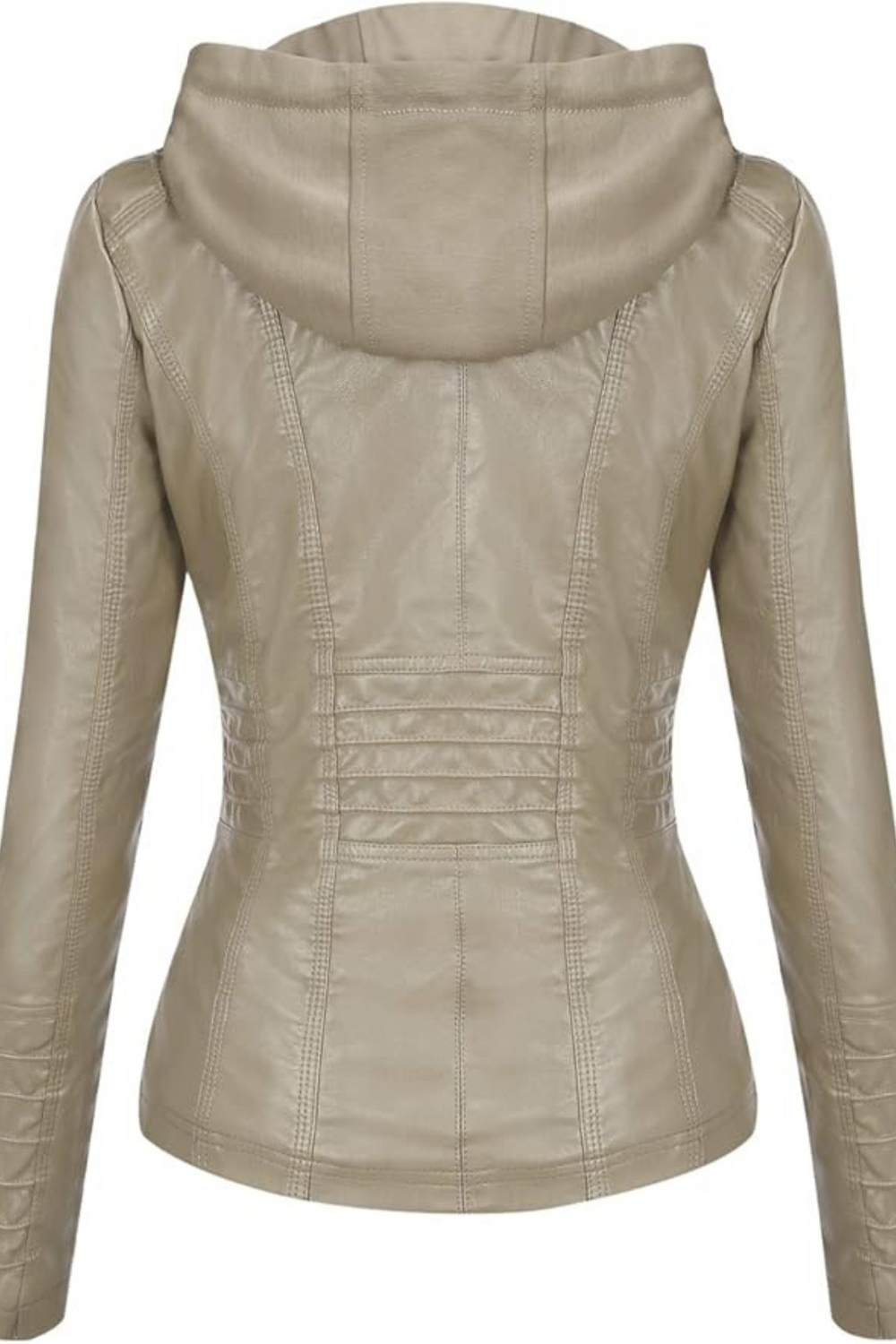 Eva Wetterfeste Damen-Lederjacke mit Kapuze | Beige