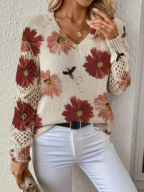 Rayuela Eleganter Pullover mit Blumendessin - Rot