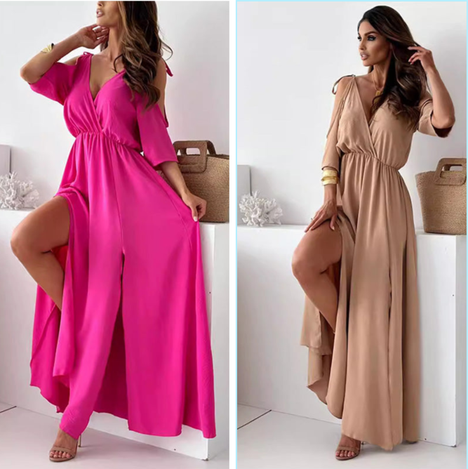 Aurora – Figurbetontes Kleid mit V-Ausschnitt und seitlichem Schlitz