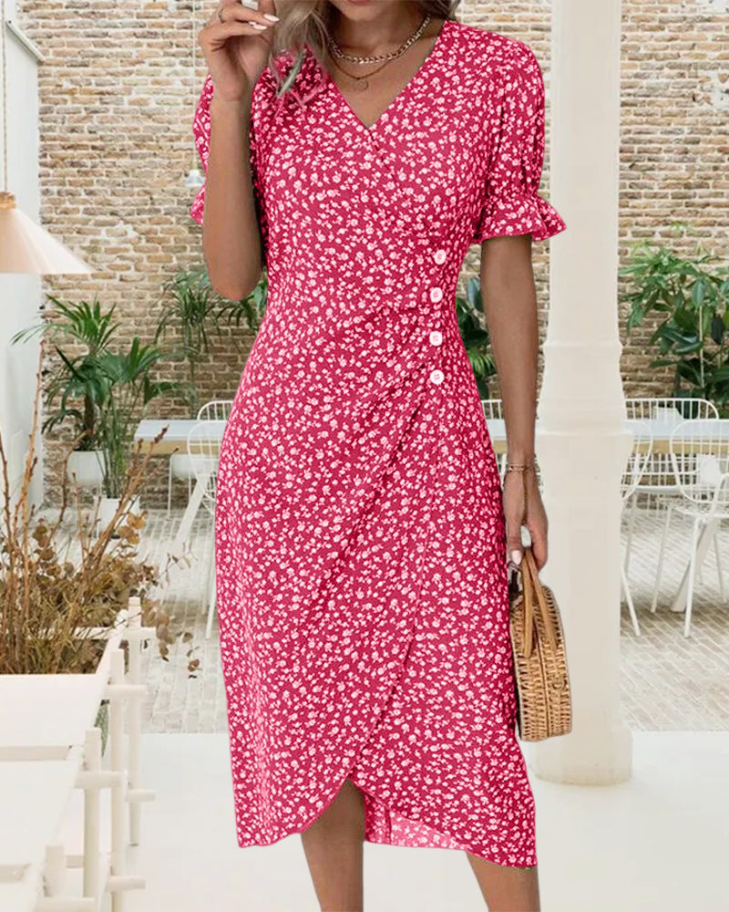 Sierra | Kleid mit kurzen Ärmeln und Blumenmuster
