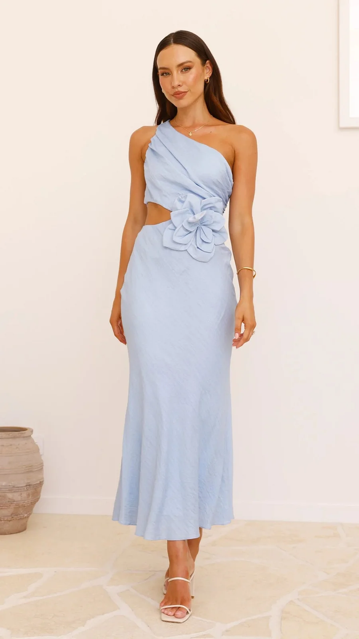Figurbetontes One-Shoulder-Maxikleid