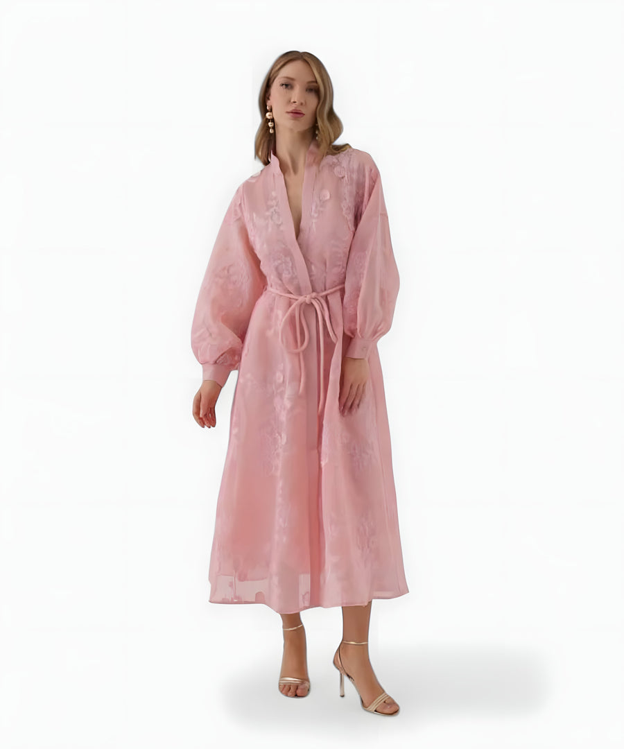 Isadora Jacquard Midi Dress | Pink