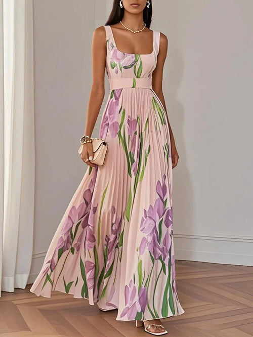 Iris Bloom Square Neckline A-Line Summer Dress