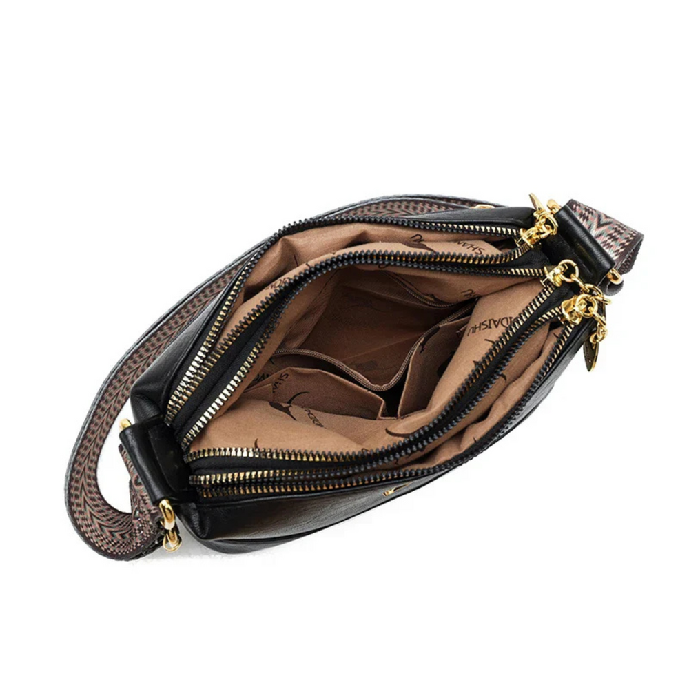 Nyra Elegante Schultertasche aus Leder | Schwarz