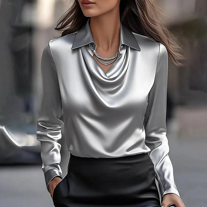 Yumiko™ | Satin Halsbluse
