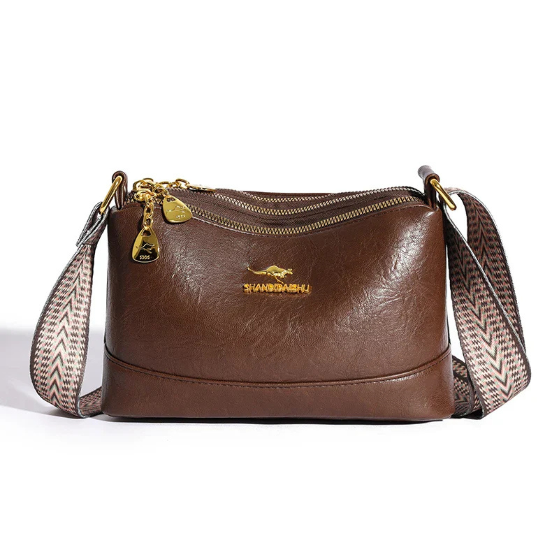Nyra Elegante Schultertasche aus Leder - Braun